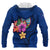 Guam Polynesian Hoodie Floral With Seal Blue - Polynesian Pride