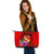 Tonga Polynesian Custom Personalised Large Leather Tote - Floral With Seal Red - Polynesian Pride