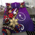 Chuuk Bedding Set - Tribal Flower With Special Turtles Purple Color - Polynesian Pride