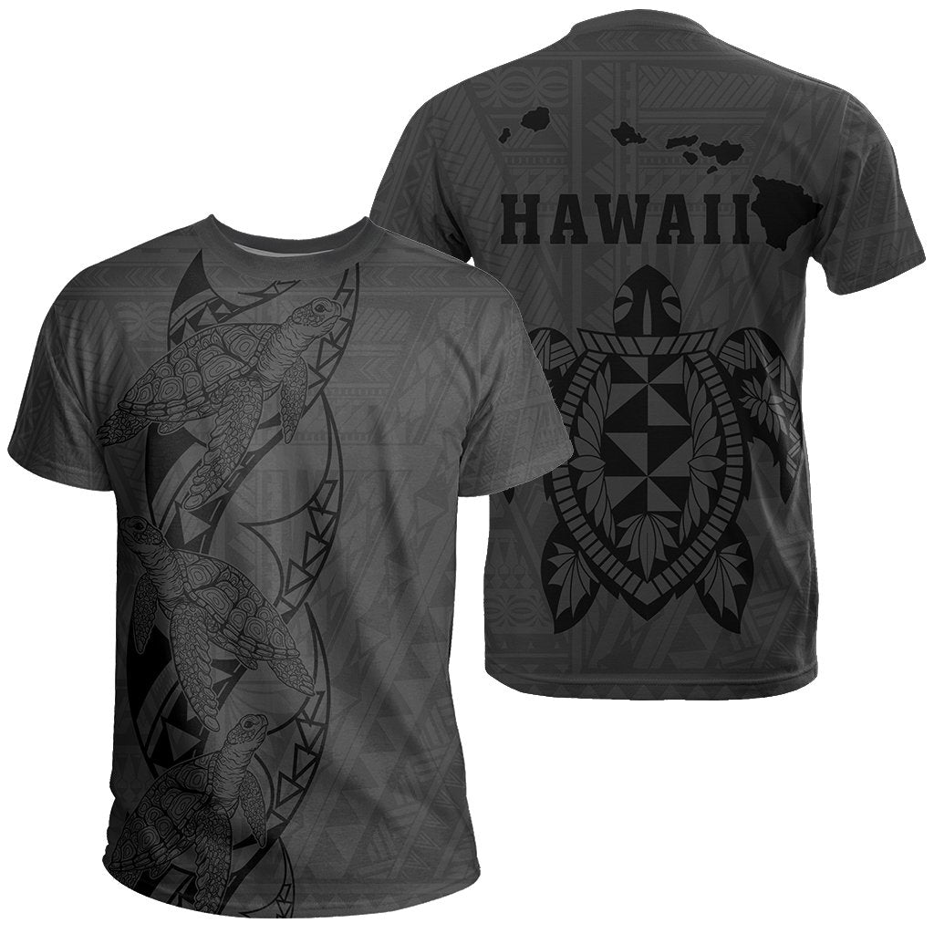 Turtle Polynesian Map T Shirt Gray Unisex Gray - Polynesian Pride