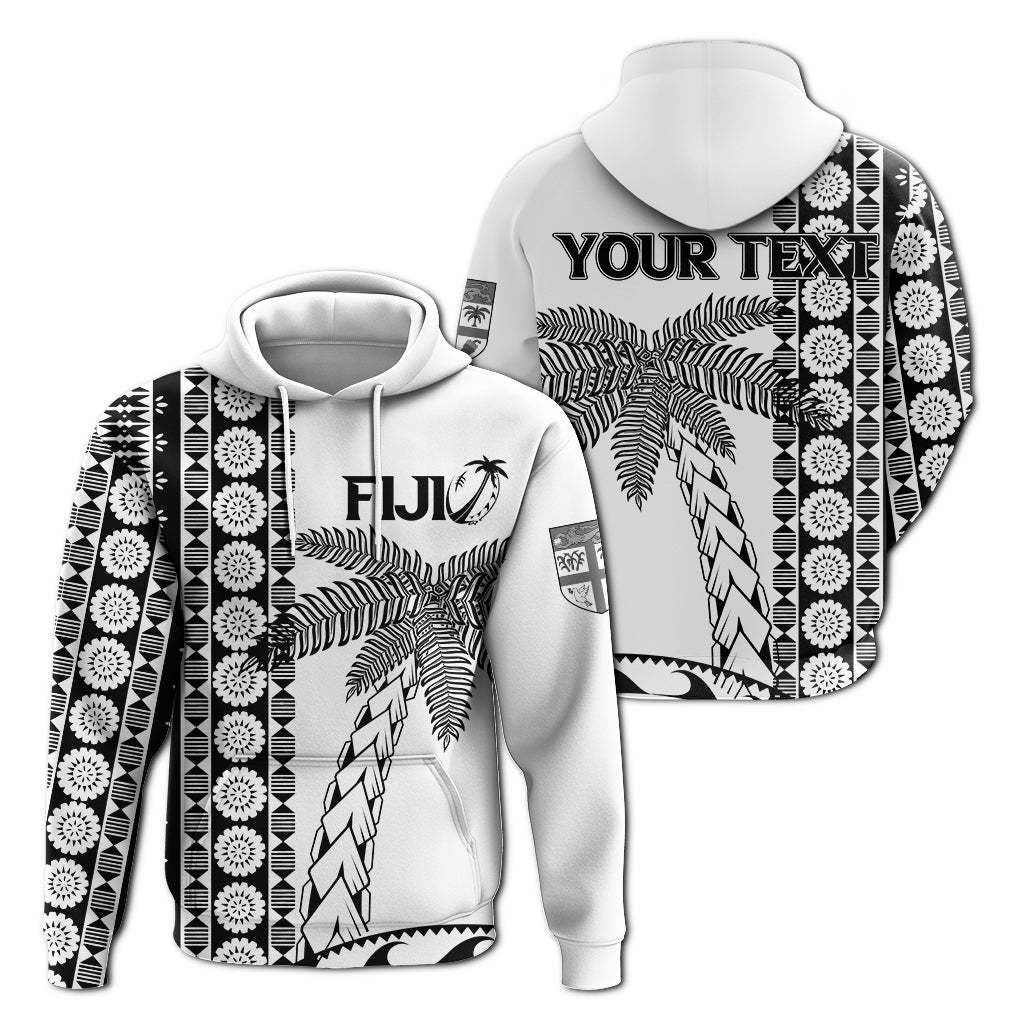 Custom Fiji Rugby Hoodie Coconut Tree With Tapa Pattern LT12 Unisex Black - Polynesian Pride