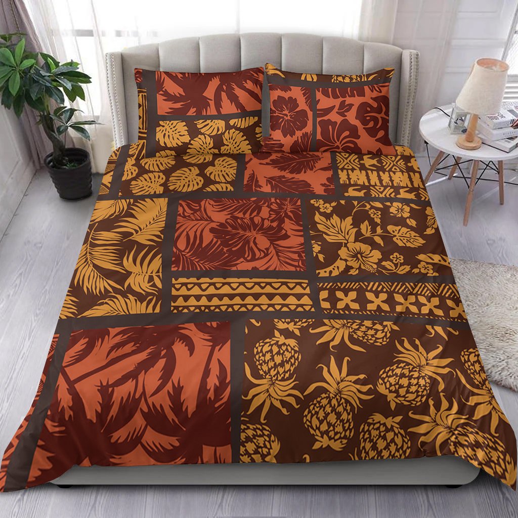 Polynesian Bedding Set - Elements Fabric Patchwork Art - Polynesian Pride