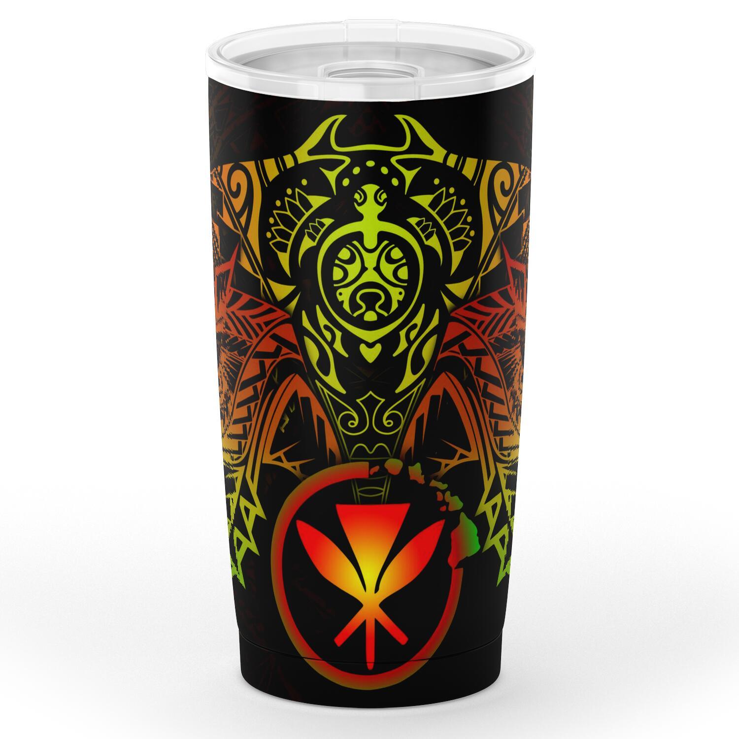 Polynesian Hawaii Tumbler - Reggae - Polynesian Turtle Manta Ray One Style Black - Polynesian Pride