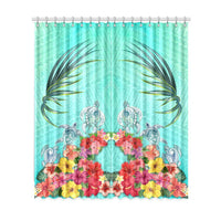 Three Turtle And Hibiscus Window Curtain( Two Piece) One Size 52"x120"(Two Piece) Turquoise - Polynesian Pride