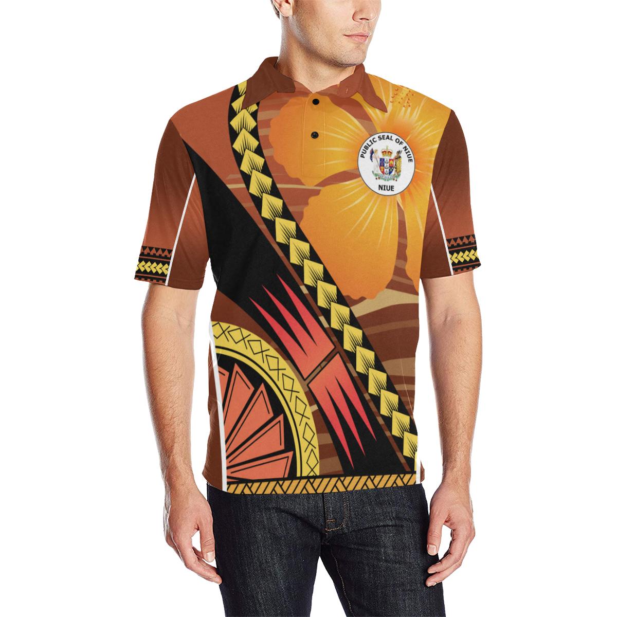 Niue All Over Print Polo Shirt Niue Seal Sport Style Unisex Orange - Polynesian Pride