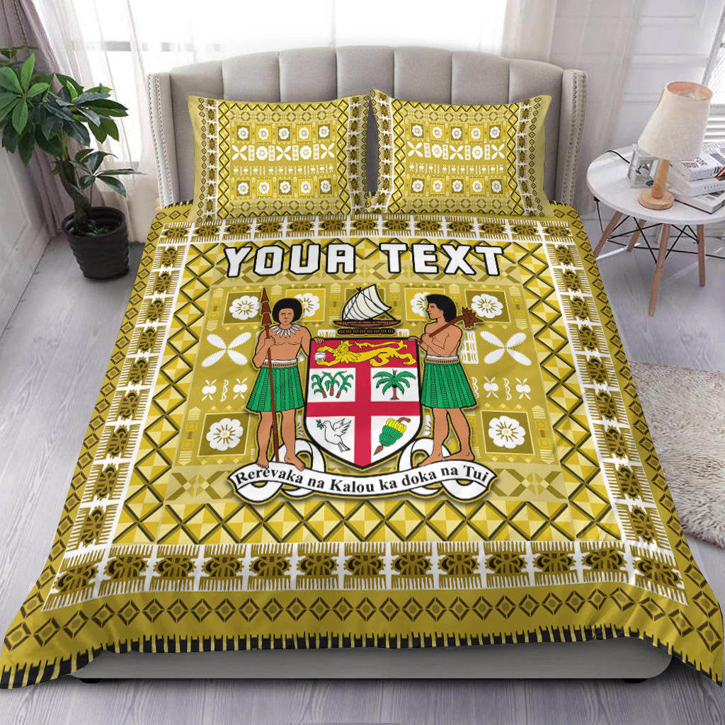 (Custom Personalised) Fiji Bedding Set Pattern - Fijian Tapa Pattern Yellow LT13 Yellow - Polynesian Pride