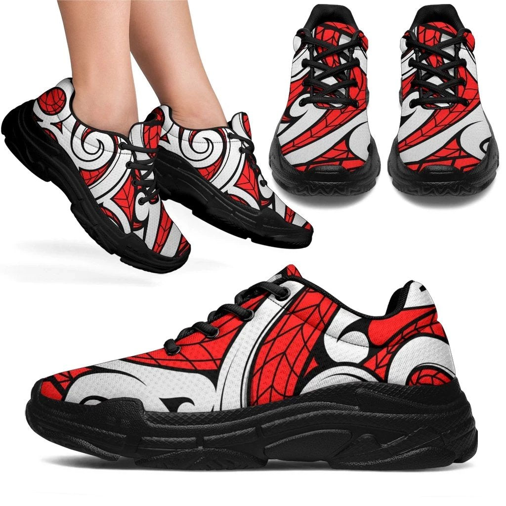 Polynesian Maori Ethnic Ornament Red Chunky Sneakers - Polynesian Pride