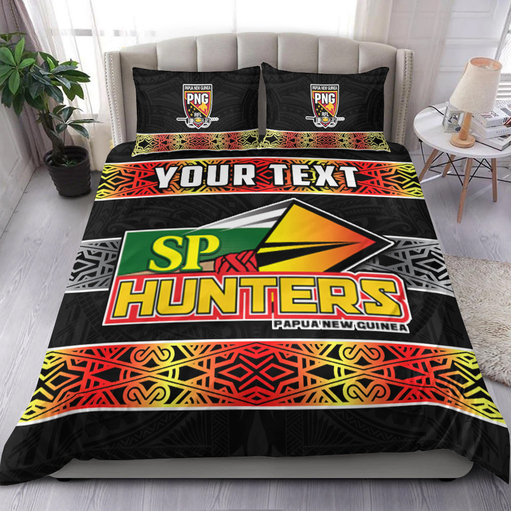 (Custom Personalised) The Hunters PNG Bedding Set Papua New Guinea Hunters Rugby LT13 Black - Polynesian Pride