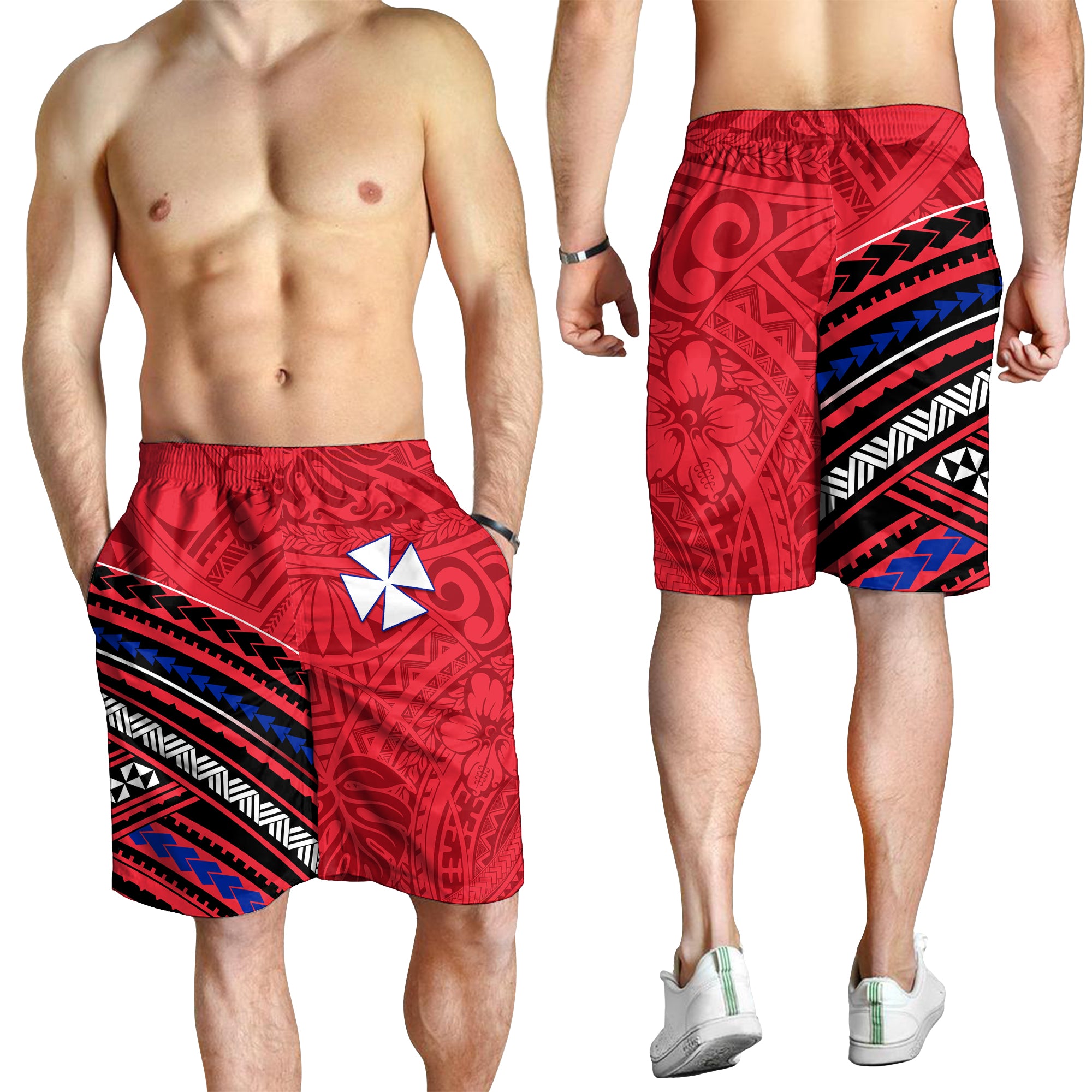 Wallis and Futuna Men Short Creative Polynesian LT13 Men's Shorts Red - Polynesian Pride