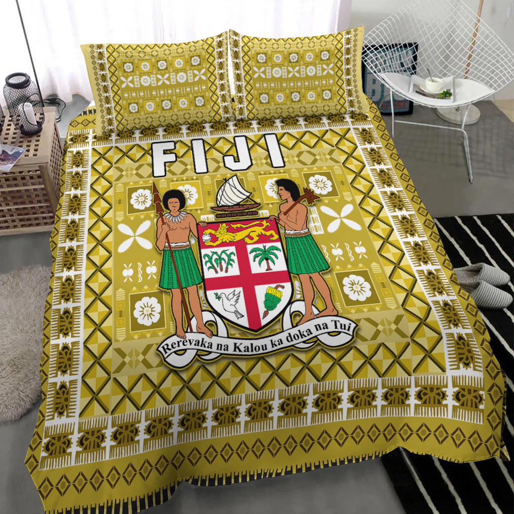 Fiji Bedding Set Pattern - Fijian Tapa Pattern Yellow LT13 - Polynesian Pride