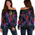 Vanuatu Women's Off Shoulder Sweaters - Sea Turtle In Tribal Polynesian Style Black - Polynesian Pride