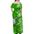 (Custom Personalised) Hawaii Off Shoulder Long Dress Polynesia Green Sea Turtle Honu and Hibiscus LT13 - Polynesian Pride