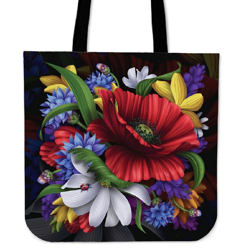 Hibiscus Flower Beautiful Tote Bag Tote Bag One Size Black - Polynesian Pride