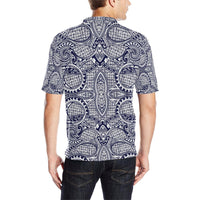 Polynesian Polo Shirt Blue and White - Polynesian Pride