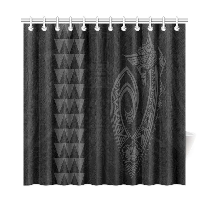 Hawaii Kakau Makau Fish Hook Polynesian Shower Curtain - Grey 177 x 172 (cm) Grey - Polynesian Pride