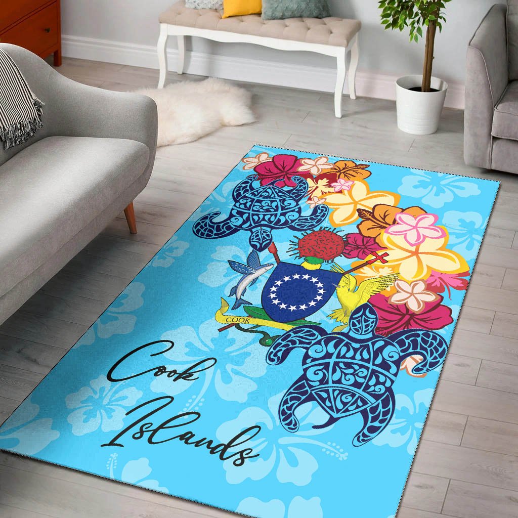 Cook Islands Area Rug - Tropical Style Blue - Polynesian Pride