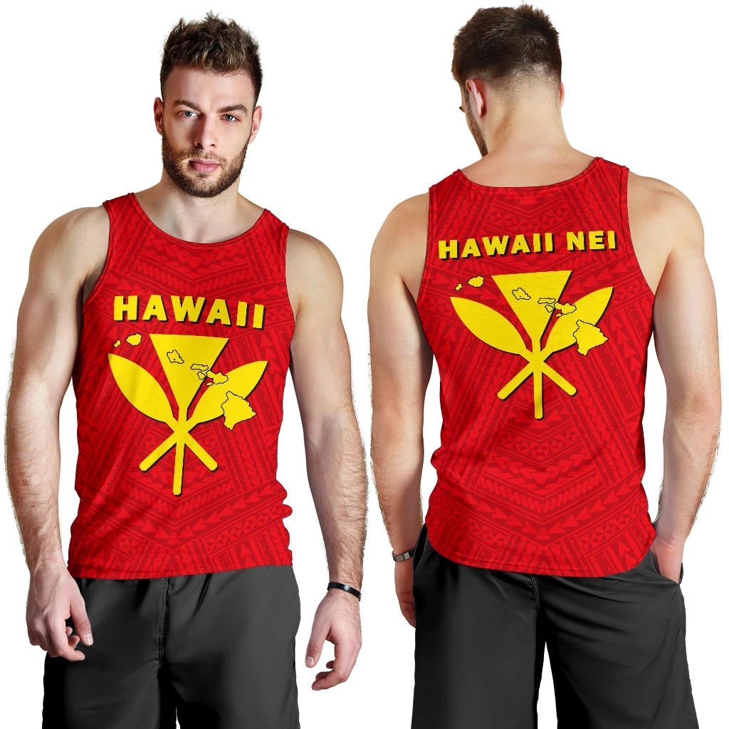 Hawaii Kanaka Polynesian Men's Tank Top Red - Polynesian Pride