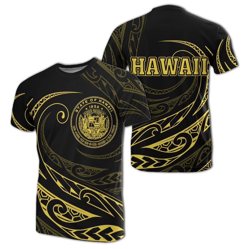 Hawaii T Shirt Frida Style Yellow Unisex Black - Polynesian Pride