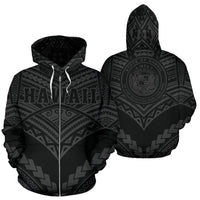 Hawaii Polynesian Zip up Hoodie Tribal New Warrior Style Gray Color Unisex Gray - Polynesian Pride
