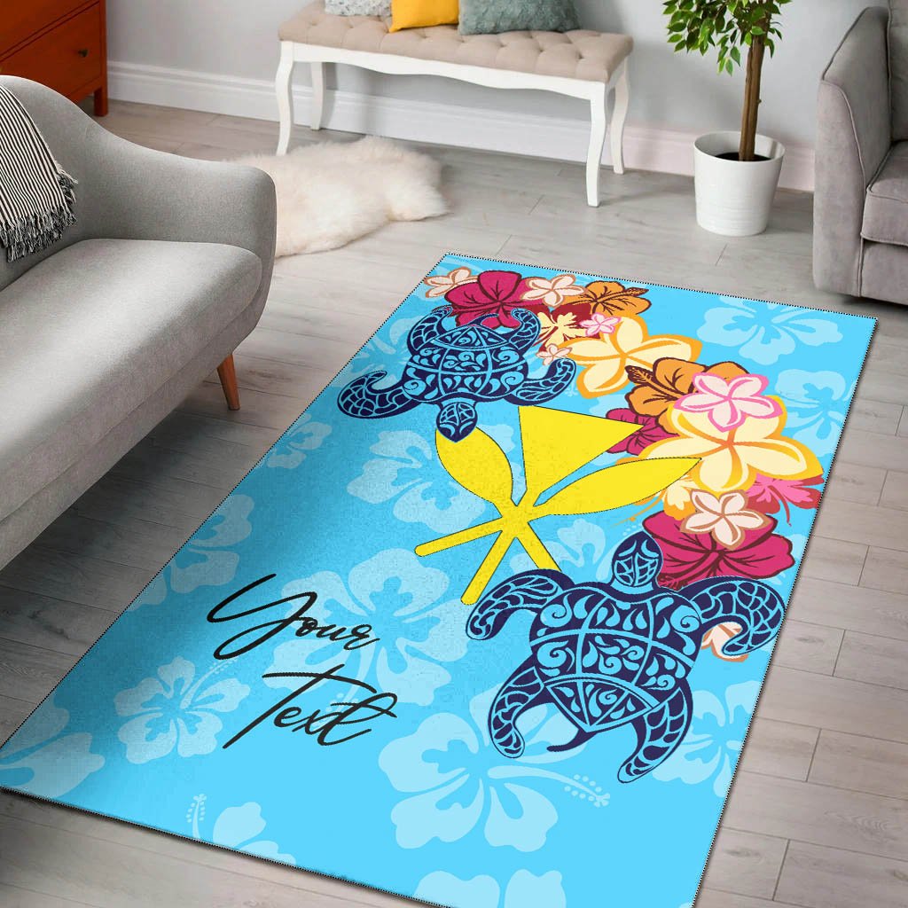 Hawaii Kanaka Maoli Area Rug - Custom Personalised Tropical Style Blue - Polynesian Pride