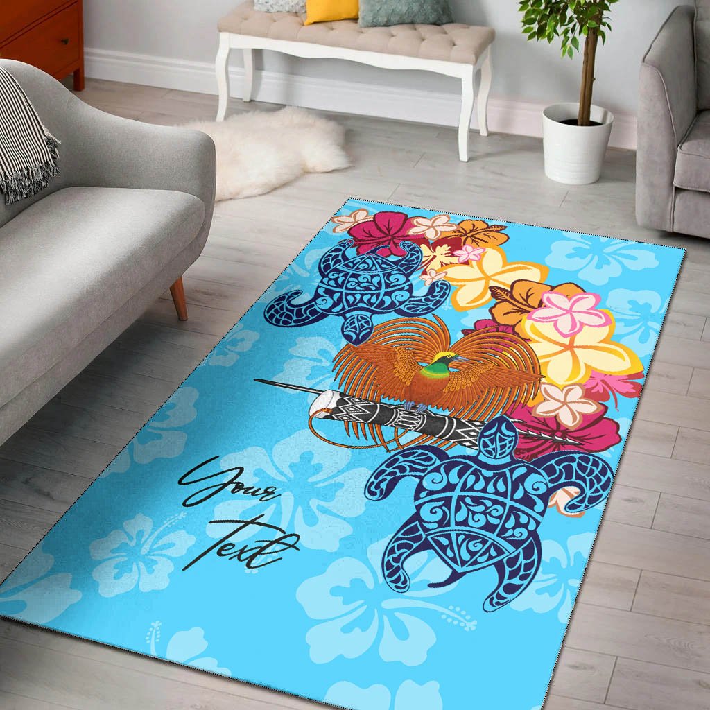 Papua New Guinea Area Rug - Custom Personalised Tropical Style Blue - Polynesian Pride