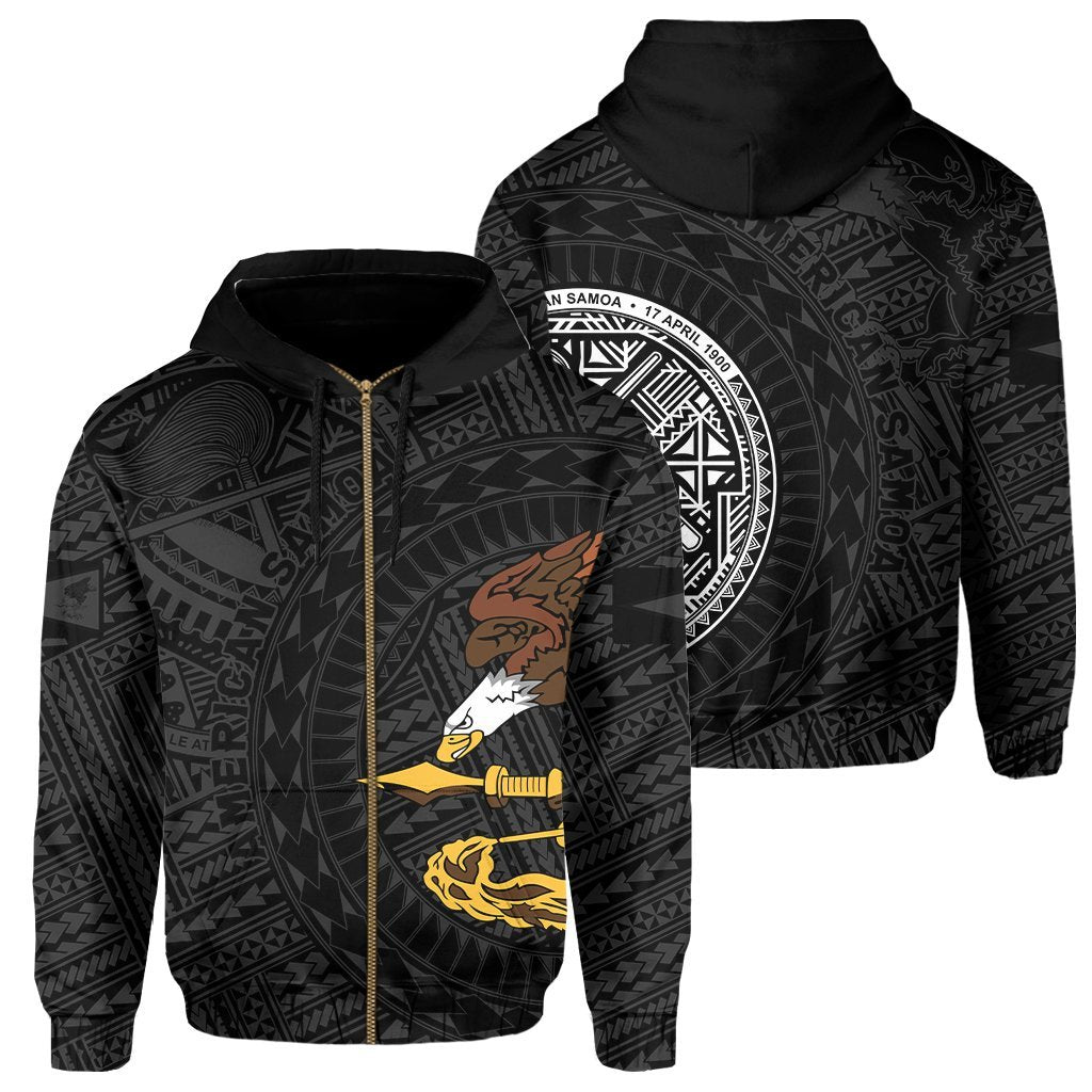 hawaiiZip Hoodie American Samoa Nesian Concept Unisex Black - Polynesian Pride
