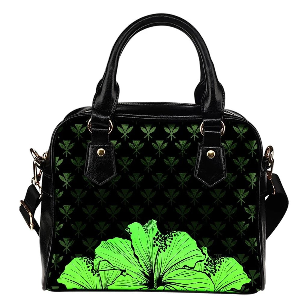 Kanaka Hibiscus Shoulder Handbag Green - Rich Style One Size Green - Polynesian Pride