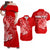 Custom Polynesian Matching Dress And Shirt with Tribal Hammerhead Shark Red LT6 Art - Polynesian Pride