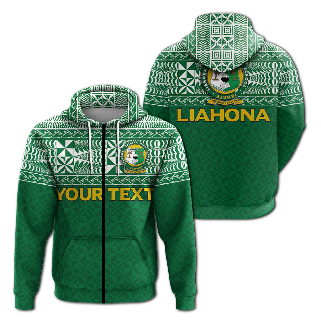 Custom Liahona Tonga Zip up Hoodie Tongan Pattern LT12 Unisex Green - Polynesian Pride