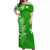 (Custom Personalised) Wallis et Futuna Off Shoulder Long Dress Polynesia Green Sea Turtle and Flowers LT13 Women Green - Polynesian Pride