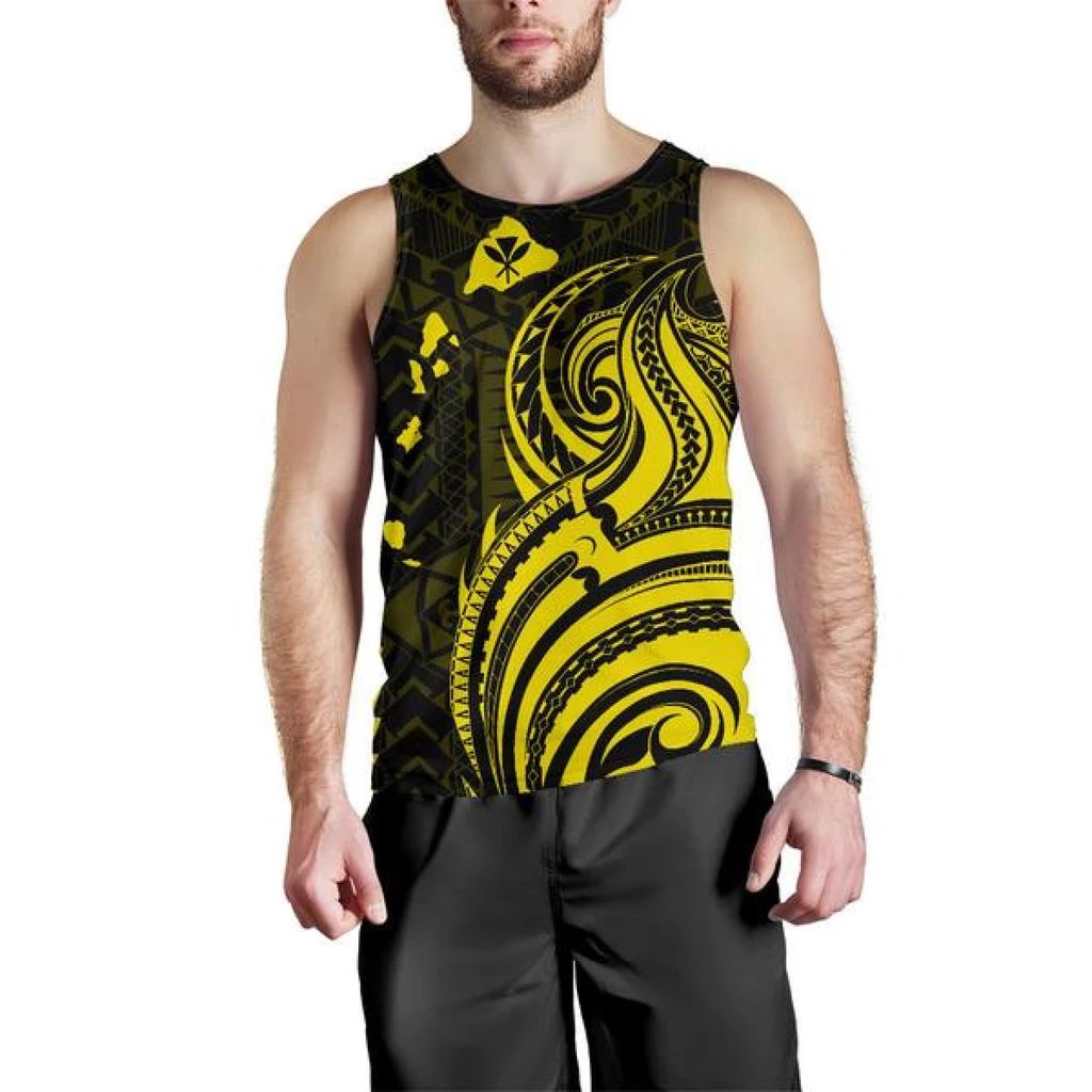 Kanaka Maoli Map Polynesian Tank Top Yellow - Polynesian Pride