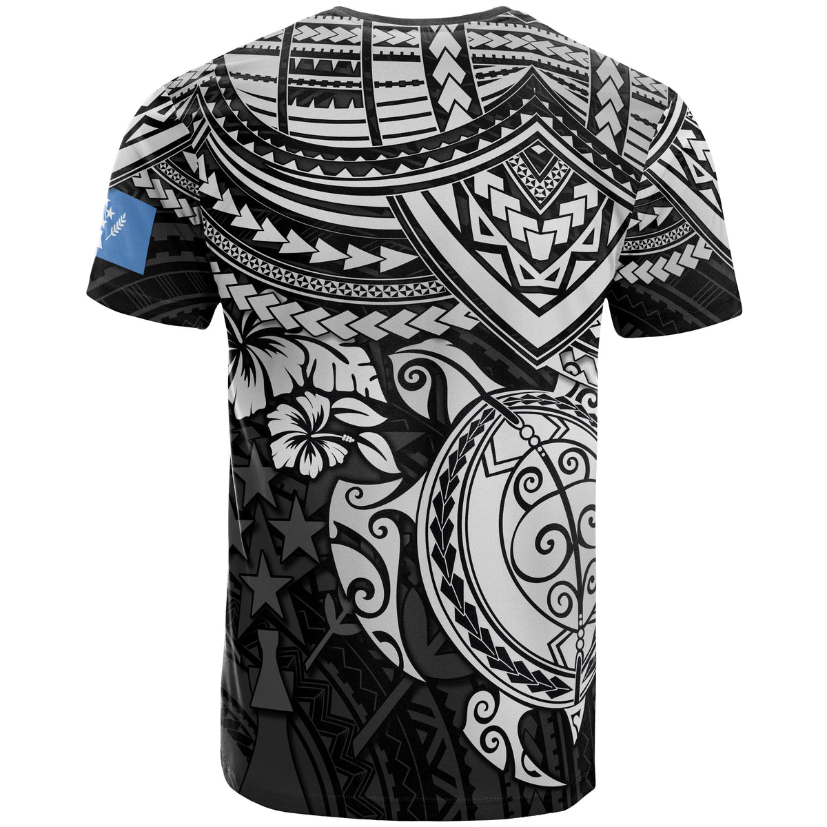 Kosrae Polynesian T Shirt Kosrae Flag White Turtle Hibiscus - Polynesian Pride