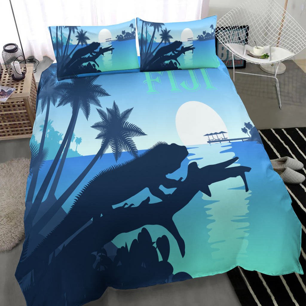 Fiji Bedding Set - Fiji With Banded Iguana Blue - Polynesian Pride