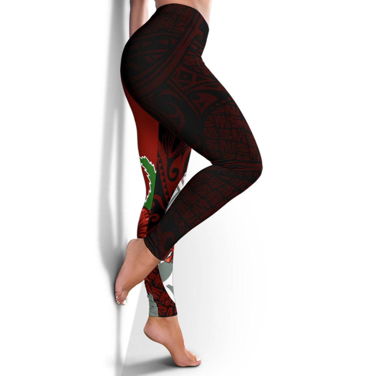 Pohnpei Micronesia Custom Personalised Legging - Coat Of Arm With Hibiscus - Polynesian Pride