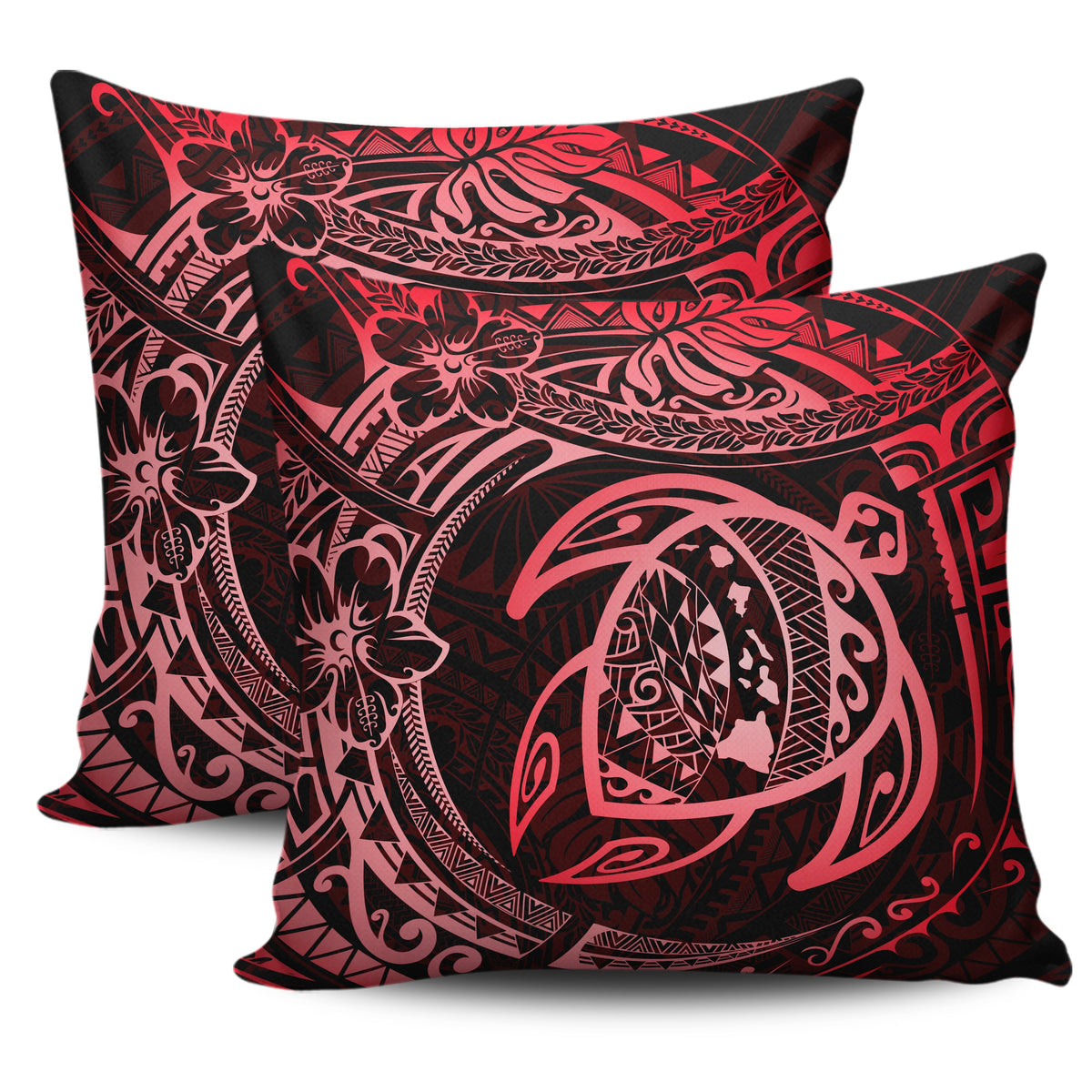 Hawaiian Turtle Polynesian Red Pillow Covers - Polynesian Pride