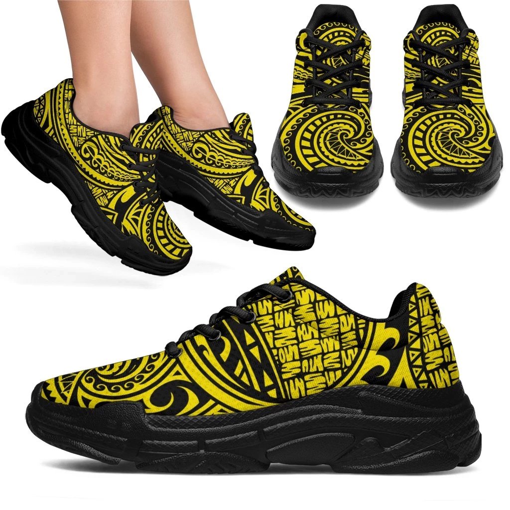 Polynesian Maori Lauhala Yellow Chunky Sneakers - Polynesian Pride