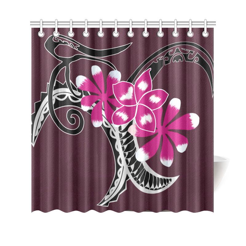 Plumeria Polynesia Pink Shower Curtain 177 x 172 (cm) Purple - Polynesian Pride