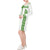 Polynesian Long Sleeve String Tie Dress - White Parallel Pattern Green - Polynesian Pride