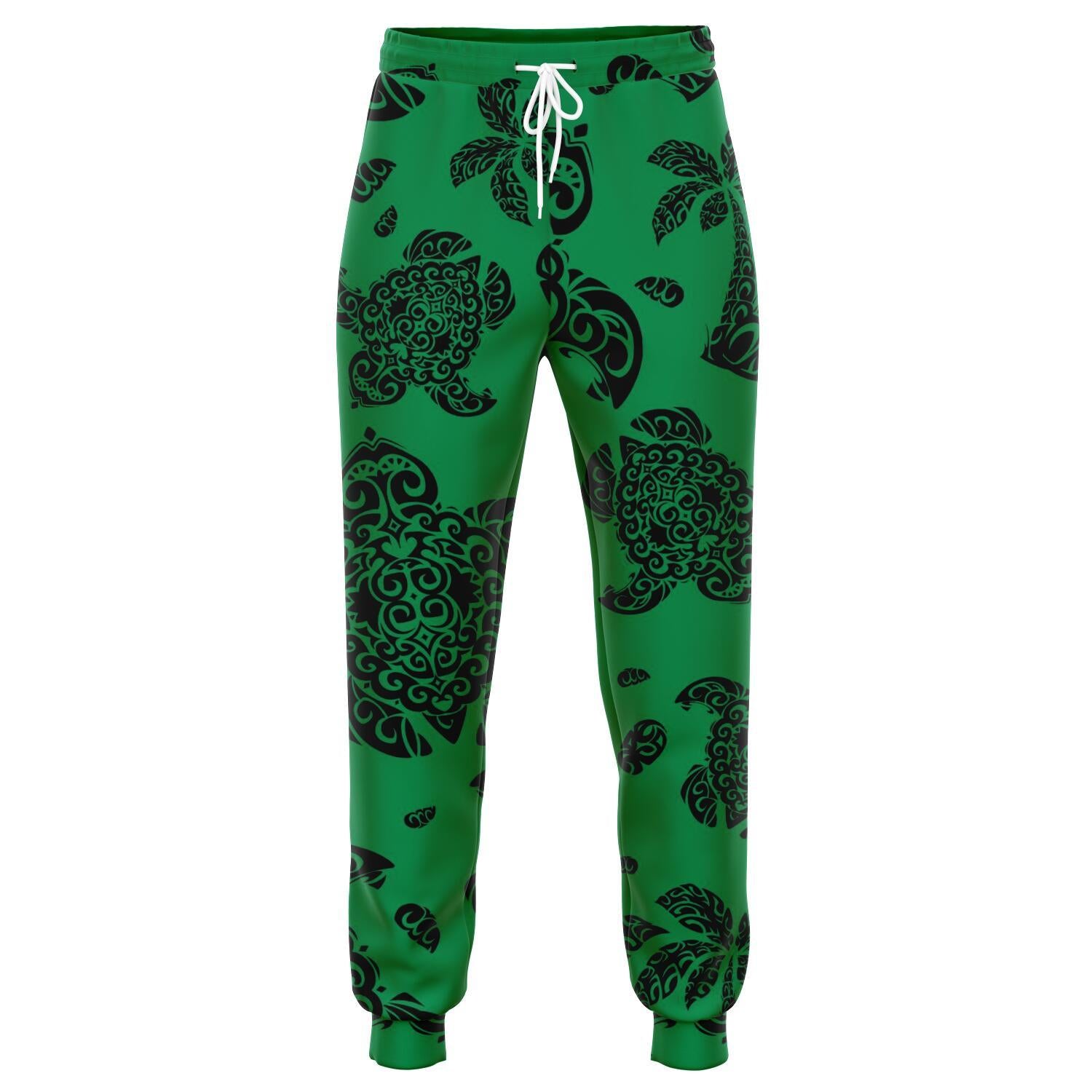 Polynesian Turtle Palm And Sea Pebbles Green Joggers Unisex Green - Polynesian Pride