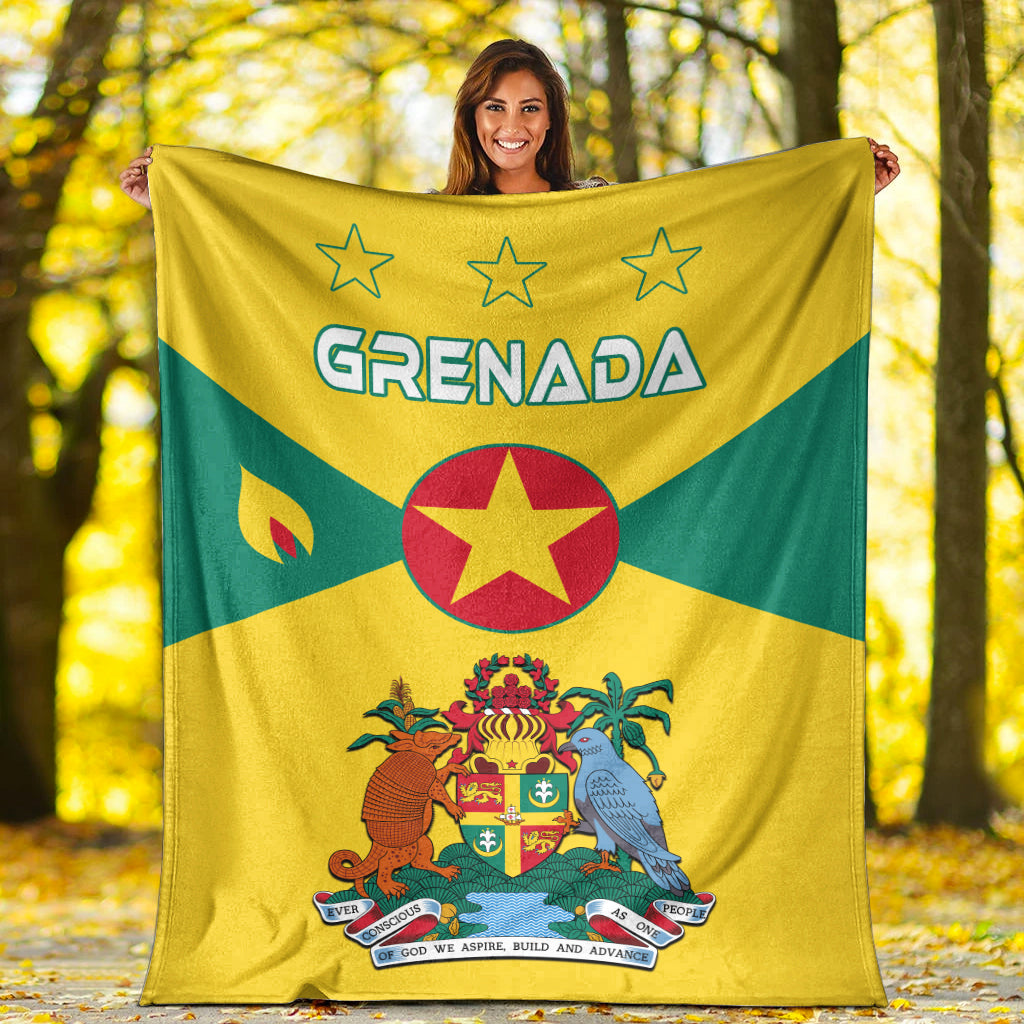 Grenada Premium Blanket Power Grenada Mix Coat of Arms LT13 White - Polynesian Pride