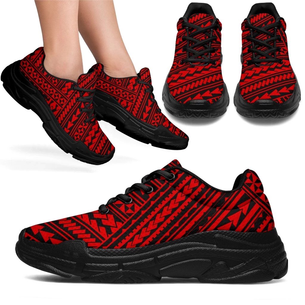 Polynesian Nation Red Chunky Sneakers - Polynesian Pride