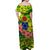 Cook Islands Off Shoulder Long Dress Hibiscus and Turtles Green LT13 - Polynesian Pride