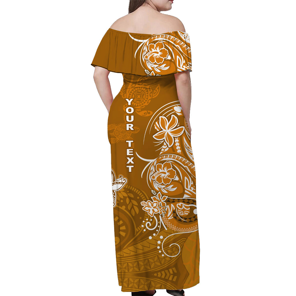Custom Wallis et Futuna Matching Dress and Hawaiian Shirt Polynesia Gold Sea Turtle and Flowers LT13 - Polynesian Pride