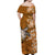 (Custom Personalised) Hawaii Off Shoulder Long Dress Polynesia Gold Sea Turtle Honu and Hibiscus LT13 - Polynesian Pride