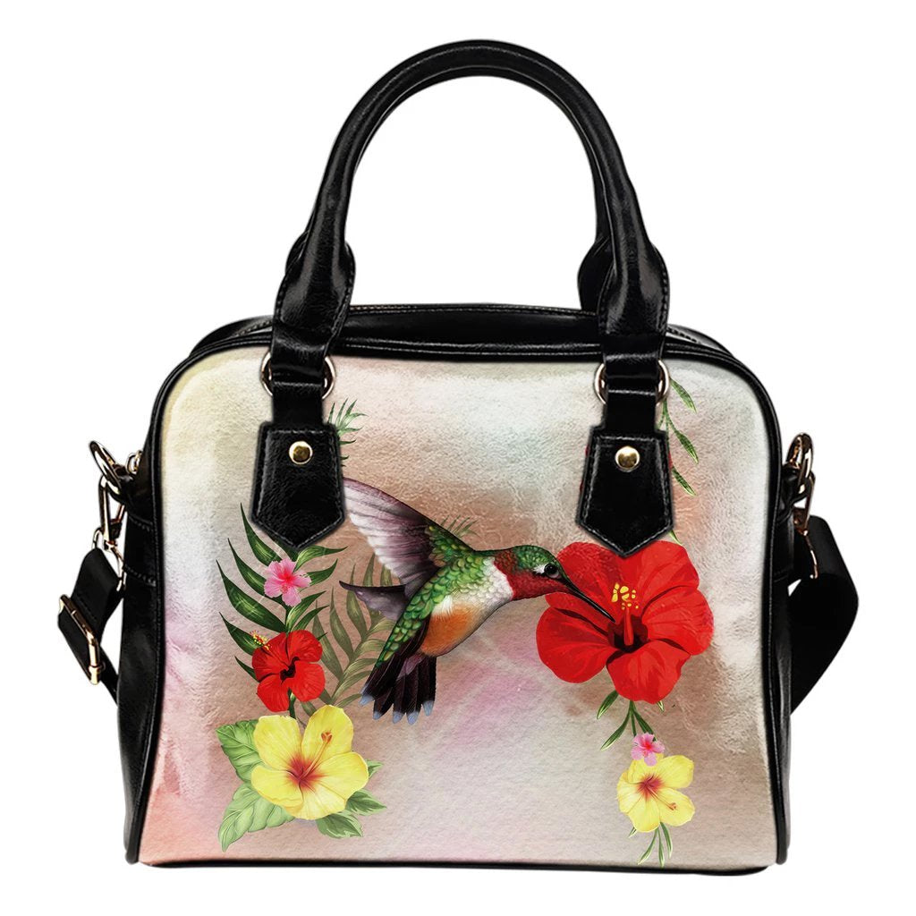 Hibiscus Shoulder Handbag 10 One Size Black - Polynesian Pride