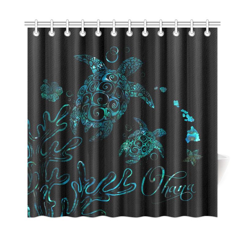 Hawaii Turtle Ohana Paua Shell Shower Curtain - Polynesian Pride