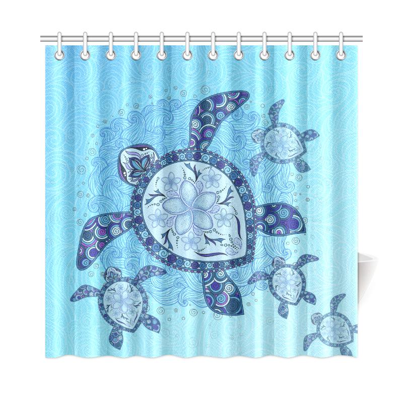 Big Turtle Shower Curtain 177 x 172 (cm) White - Polynesian Pride