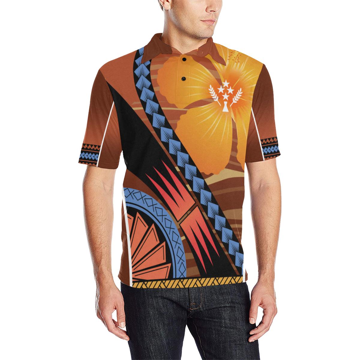 Kosrae All Over Print Polo Shirt Kosrae Flag Sport Style Unisex Orange - Polynesian Pride