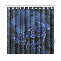 Hawaii Turtle Ohana Hibiscus Poly Shower Curtain - Turquoise - Polynesian Pride