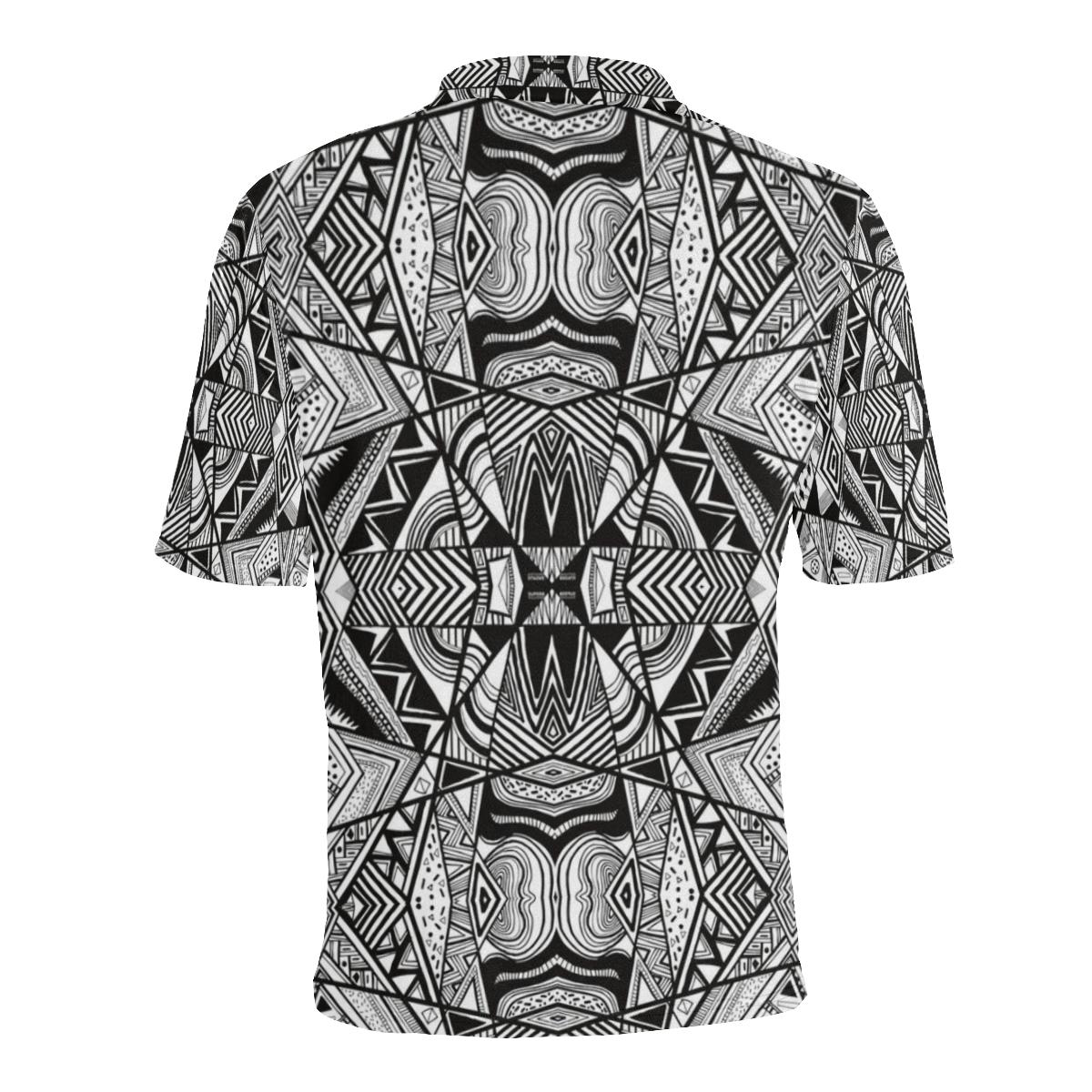 Polynesian Tribal Polo Shirt White and Black - Polynesian Pride